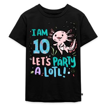 10. Geburtstag Axolotl Ich Bin 10 Party A Lotl - Kinder Premium Bio T-Shirt - Schwarz - Vorne - Mikhail (115cm)