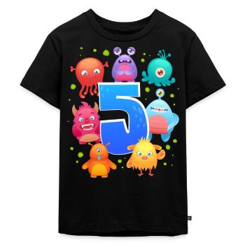 5. Geburtstag | Monster Geburtstag | Monster - Kinder Premium Bio T-Shirt - Schwarz - Vorne - Mikhail (115cm)