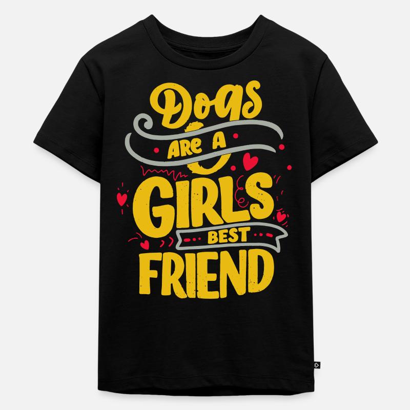 Hunde sind ein bester Freund des Mädchens - Kinder Premium Bio T-Shirt - Schwarz