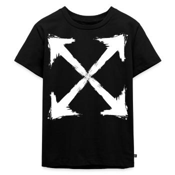 White arrow - Kids Premium Organic T-Shirt - black - Front - Mikhail (115cm)