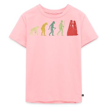 Lesbenpaar romantische Hochzeitsfrau Evolution - Kinder Premium Bio T-Shirt - Rosa - Vorne - AI Model Kid Female (0cm)