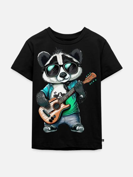 Panda Wippe - Kinder Premium Bio T-Shirt - Schwarz