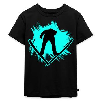 Skispringen - Kinder Premium Bio T-Shirt - Schwarz - Vorne - Mikhail (115cm)
