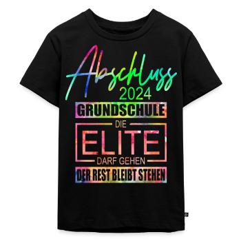 Abschluss 2024 Grundschule - Kinder Premium Bio T-Shirt - Schwarz - Vorne - Mikhail (115cm)
