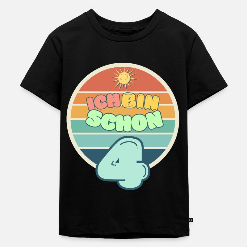 Sonniger Geburtstag – Ich bin schon 4! - Kinder Premium Bio T-Shirt - Schwarz
