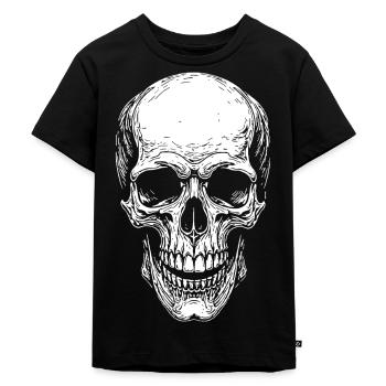 Totenkopf - Kinder Premium Bio T-Shirt - Schwarz - Vorne - Mikhail (115cm)