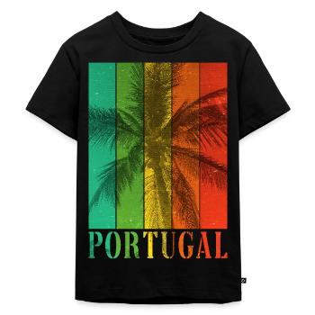 Portugal Été Palmiers Plage Vacances à la mer - T-shirt Premium bio Enfant - noir - Devant - Mikhail (115cm)