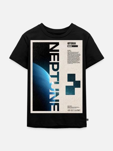 Neptune Retro Space Poster - Kinder Premium Bio T-Shirt - Schwarz