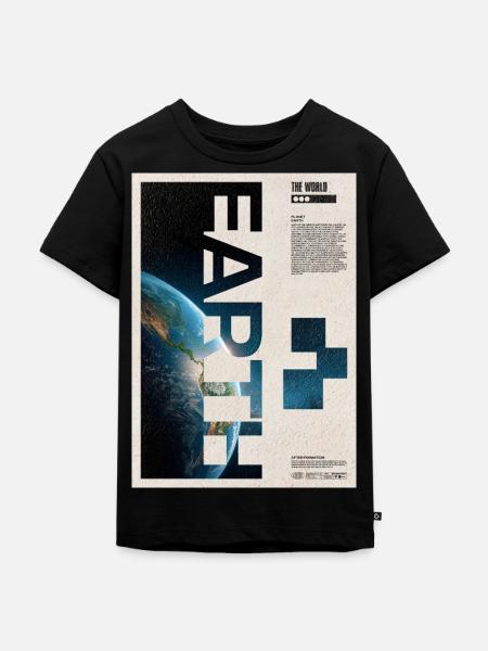 Earth Split Poster-Design - Kinder Premium Bio T-Shirt - Schwarz