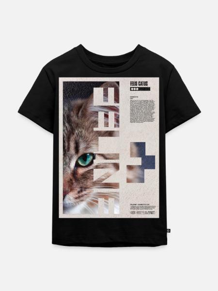 Katzenporträt-Geometrische Collage - Kinder Premium Bio T-Shirt - Schwarz