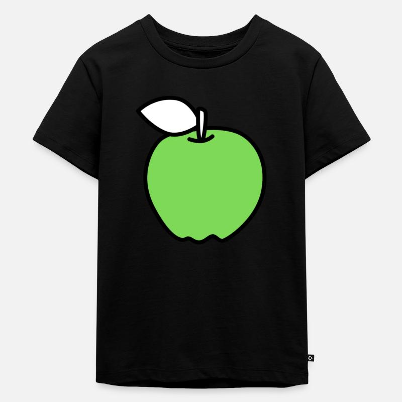 Grüner Apfel - Kinder Premium Bio T-Shirt - Schwarz