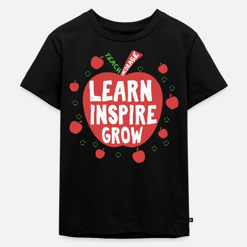 Süßes Learn Apfel Leher Leherin Grundschulleher - Kinder Premium Bio T-Shirt - Schwarz