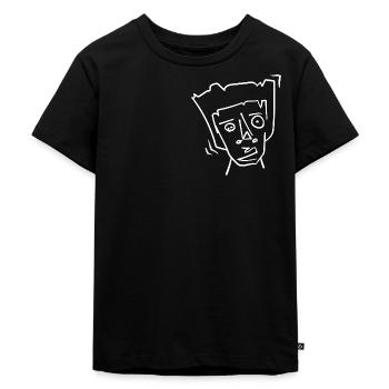 Abstraktes Gesicht jenseits von 3 Weiß - Kinder Premium Bio T-Shirt - Schwarz - Vorne - Mikhail (115cm)