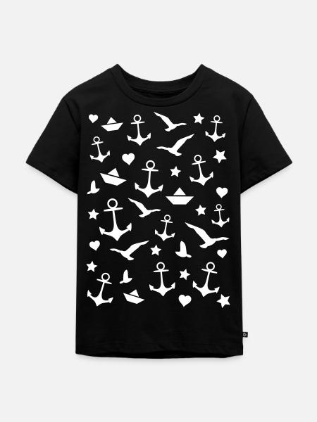 Maritimes Muster Anker Sommer - Kinder Premium Bio T-Shirt - Schwarz