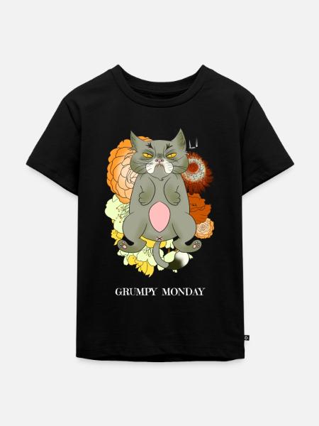 Mürrische Katze - Kinder Premium Bio T-Shirt - Schwarz