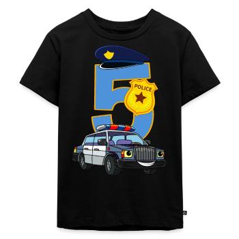 5. Geburtstag Polizist T-Shirt 5 Jahre Polizei - Kinder Premium Bio T-Shirt - Schwarz - Vorne - Mikhail (115cm)