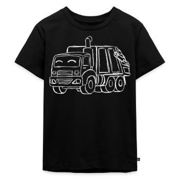 Müllabfuhr Auto Zeichnung Wagen Müllmann - Kinder Premium Bio T-Shirt - Schwarz - Vorne - Mikhail (115cm)
