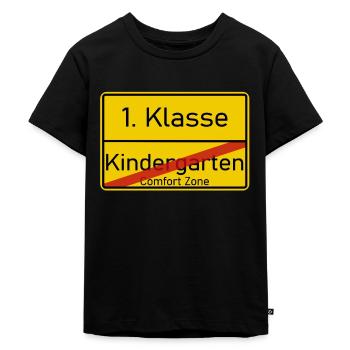 Ade Kindergarten Hallo 1. Klasse Schule Geschenk - Kinder Premium Bio T-Shirt - Schwarz - Vorne - Mikhail (115cm)