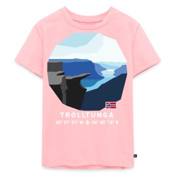 Trolltunga Fels Hardangerfjord Norway Flag - Kids Premium Organic T-Shirt - rose - Front - AI Model Kid Female (0cm)