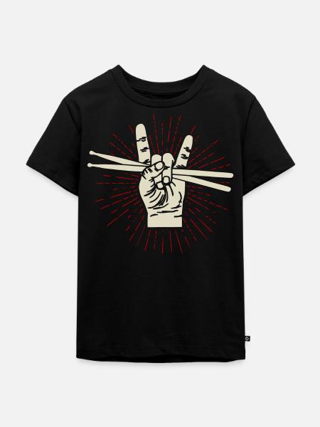 Drummer Shirt - Baguettes de batterie - Groupe de musique rock - T-shirt Premium bio Enfant - noir