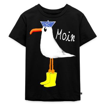 Moin Möwe Küste - Kinder Premium Bio T-Shirt - Schwarz - Vorne - Mikhail (115cm)