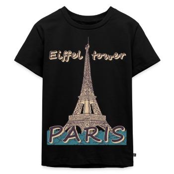 Eiffelturm in Paris Frankreich Pariser Andenken - Kinder Premium Bio T-Shirt - Schwarz - Vorne - Mikhail (115cm)