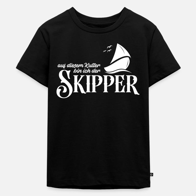 Auf dem Segelboot bin ich der Skipper - Kinder Premium Bio T-Shirt - Schwarz