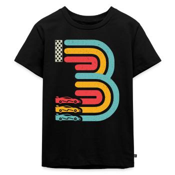 3. Geburtstag Rennwagen 3 Jahre alt Rennauto - Kinder Premium Bio T-Shirt - Schwarz - Vorne - Mikhail (115cm)