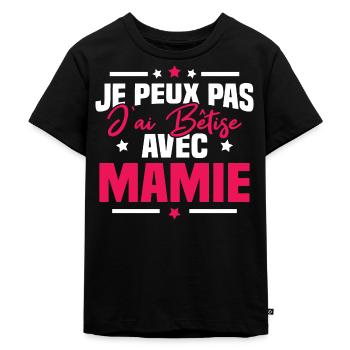 Je peux pas j'ai bêtise avec mamie - T-shirt Premium bio Enfant - noir - Devant - Mikhail (115cm)