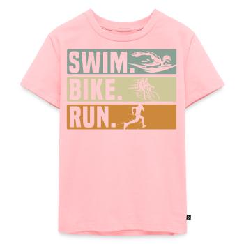 Triathlon Athlet Triathlet Schwimmen Radfahren Laufen - Kinder Premium Bio T-Shirt - Rosa - Vorne - AI Model Kid Female (0cm)