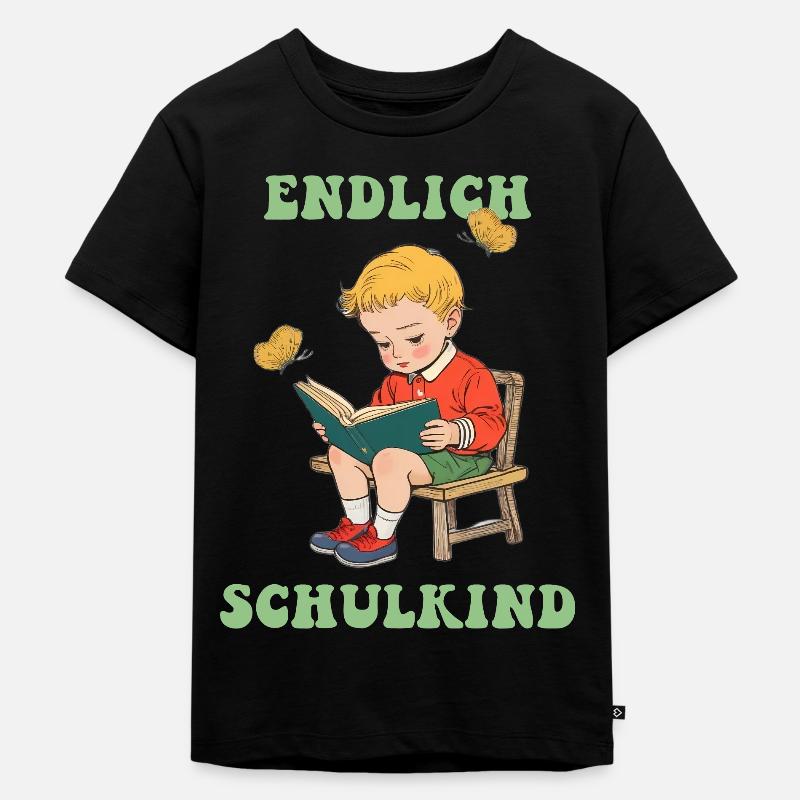 Endlich Schulkind, Erste Klasse - Kinder Premium Bio T-Shirt - Schwarz
