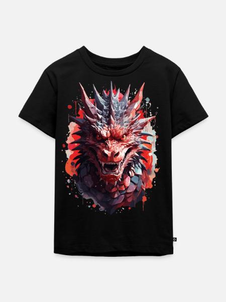 Düsterer Drache - Finstere Mystik - Kinder Premium Bio T-Shirt - Schwarz