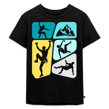Escalade Grimpeurs Garçons Montagnes Bloc Enfants - T-shirt Premium bio Enfant - noir - Devant - Mikhail (115cm)
