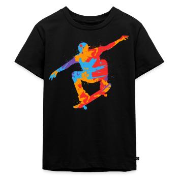 Skaten Skateboarder bunter Skater Skateboard - Kinder Premium Bio T-Shirt - Schwarz - Vorne - Mikhail (115cm)