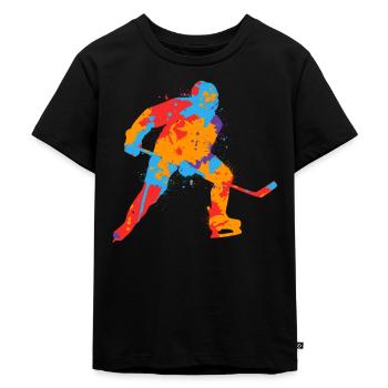 Eishockey Spieler Bunt Kinder Eishockeyspieler - Kinder Premium Bio T-Shirt - Schwarz - Vorne - Mikhail (115cm)