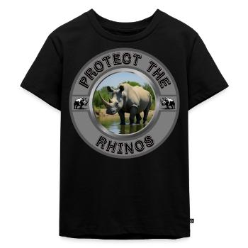Protect the Rhinos - Kids Premium Organic T-Shirt - black - Front - Mikhail (115cm)