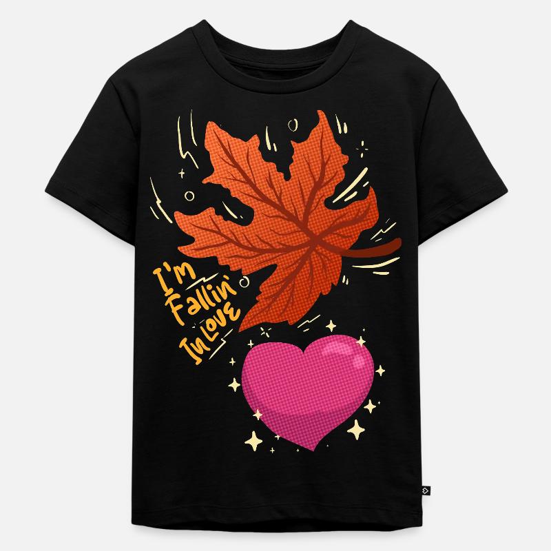 I'm Falling in Love - Maple Leaf Falling In Love - Kinder Premium Bio T-Shirt - Schwarz