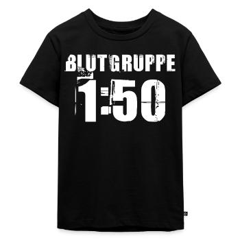 Blutgruppe 1:50 - Zweitakter Oldtimer DDR - Kinder Premium Bio T-Shirt - Schwarz - Vorne - Mikhail (115cm)