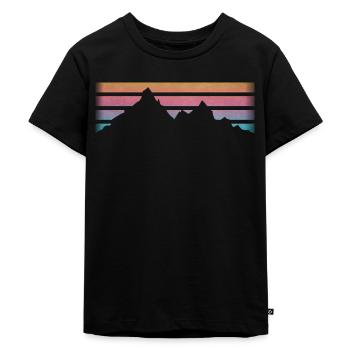 BERGE - WANDERN - RETRO Stripes - Kinder Premium Bio T-Shirt - Schwarz - Vorne - Mikhail (115cm)