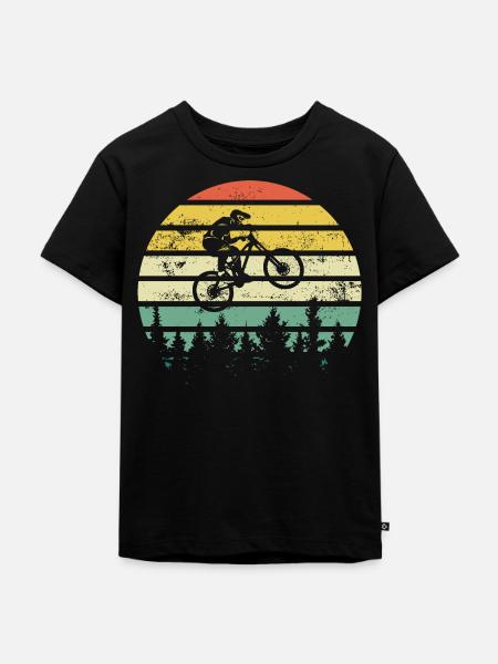 Mountainbike - Downhill Retrocolor - Geschenk - Kinder Premium Bio T-Shirt - Schwarz
