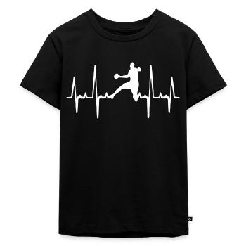 Handball Herzschlag Sport - Kinder Premium Bio T-Shirt - Schwarz - Vorne - Mikhail (115cm)