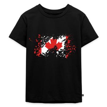 Kanada Flagge Klecks - Kinder Premium Bio T-Shirt - Schwarz - Vorne - Mikhail (115cm)