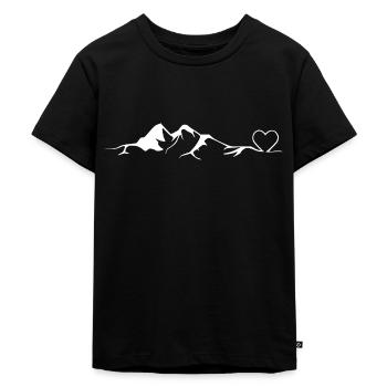 Montagnes - Alpes - Randonnée - Amour - Cœur - T-shirt Premium bio Enfant - noir - Devant - Mikhail (115cm)