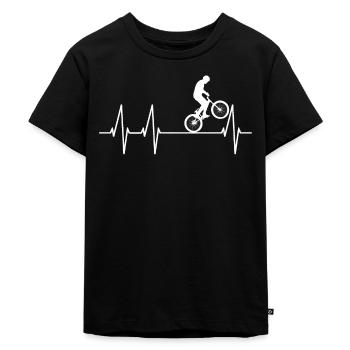 Trial Biker Trials Herzschlag MTB - Kinder Premium Bio T-Shirt - Schwarz - Vorne - Mikhail (115cm)