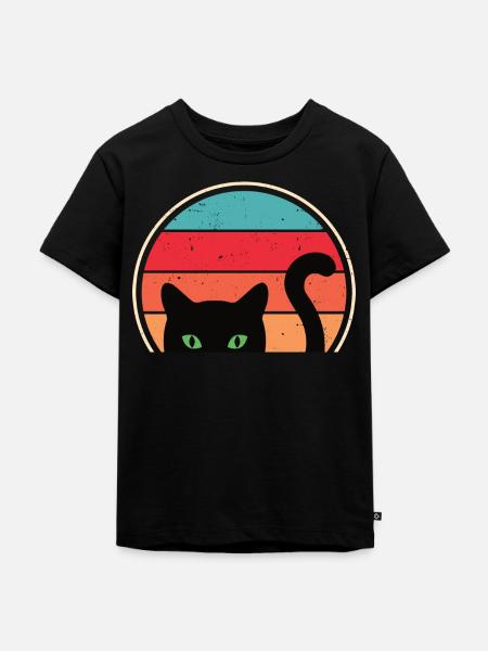 Lustige Katze Blick - Kinder Premium Bio T-Shirt - Schwarz