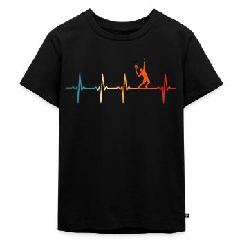 Tennis Heartbeat Giocatori di tennis che giocano a tennis - Maglietta ecologica premium per bambini - nero - Fronte - Mikhail (115cm)