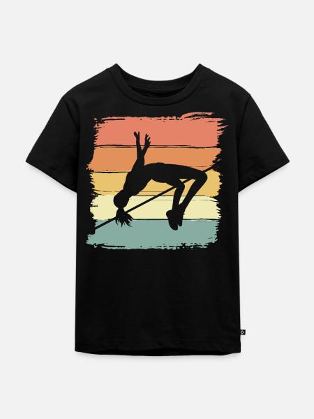Hochsprung Frauen Hochsprung Retro - Kinder Premium Bio T-Shirt - Schwarz