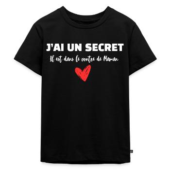 J'ai un secret, annonce grossesse, futur papa - T-shirt Premium bio Enfant - noir - Devant - Mikhail (115cm)