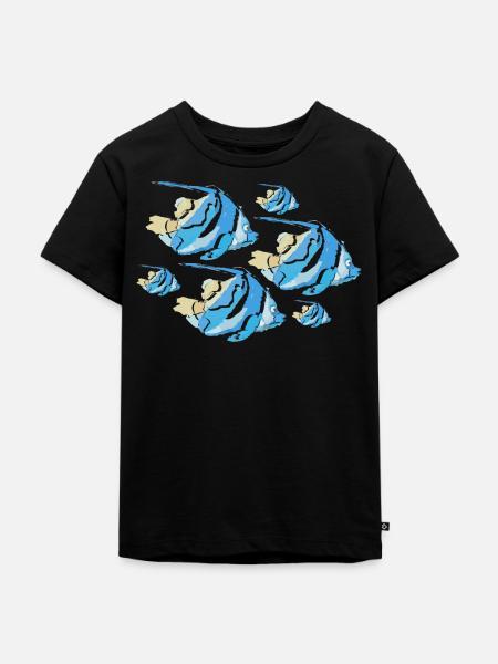 Blaue Fische - Kinder Premium Bio T-Shirt - Schwarz
