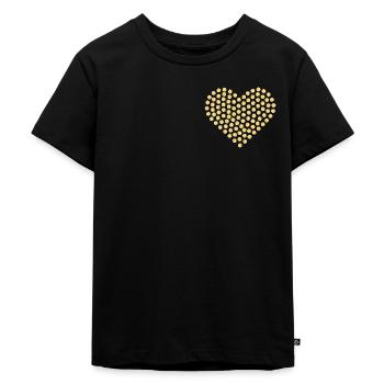 Diamant Herz goldgelb - Kinder Premium Bio T-Shirt - Schwarz - Vorne - Mikhail (115cm)